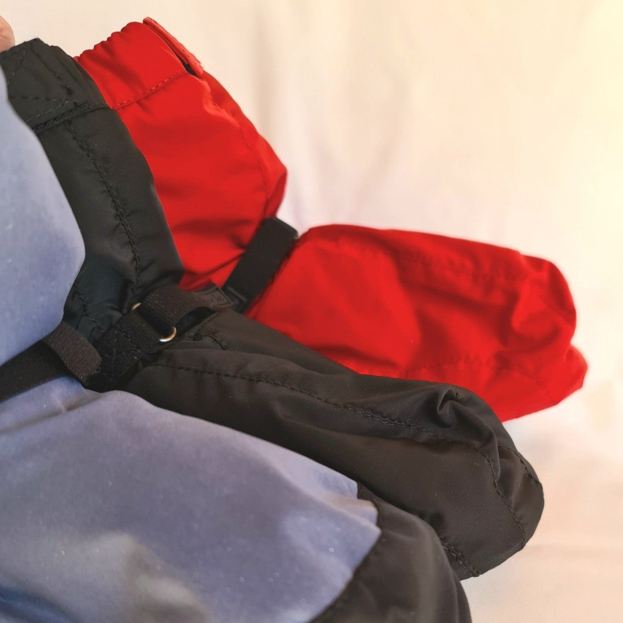 Sansha Warmup Booties in red, black and light blue