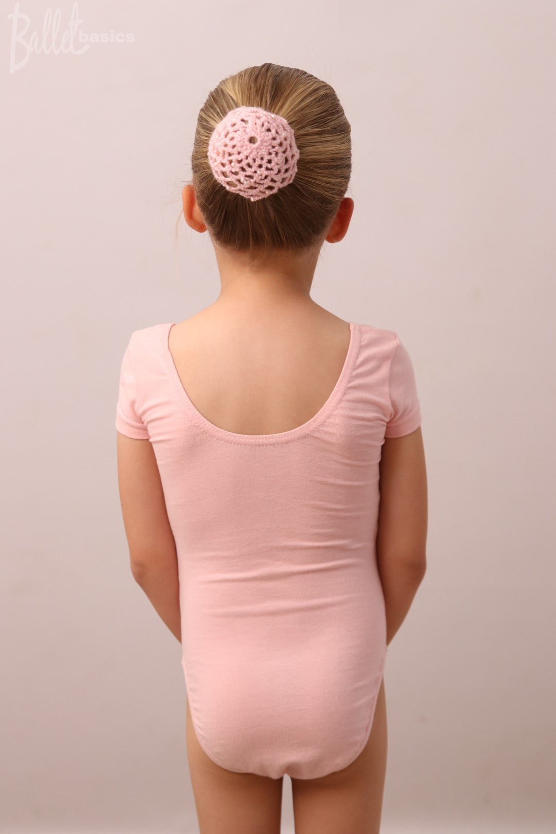 Cap sleeve leotard in cotton lycra - pink back view