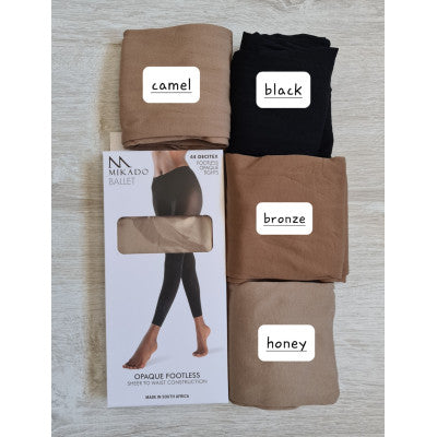 Footless tights in a variety of colours