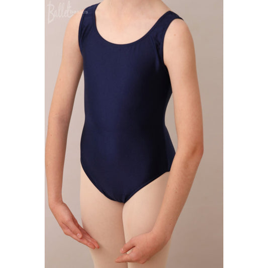 Sleeveless leotard in nylon lycra navy