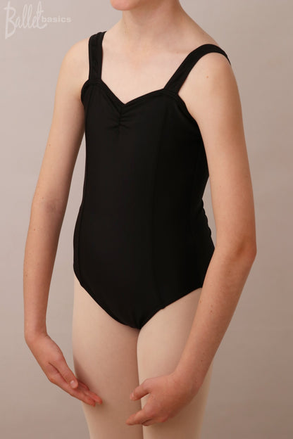 3 panel leotard in matt lycra - black side view