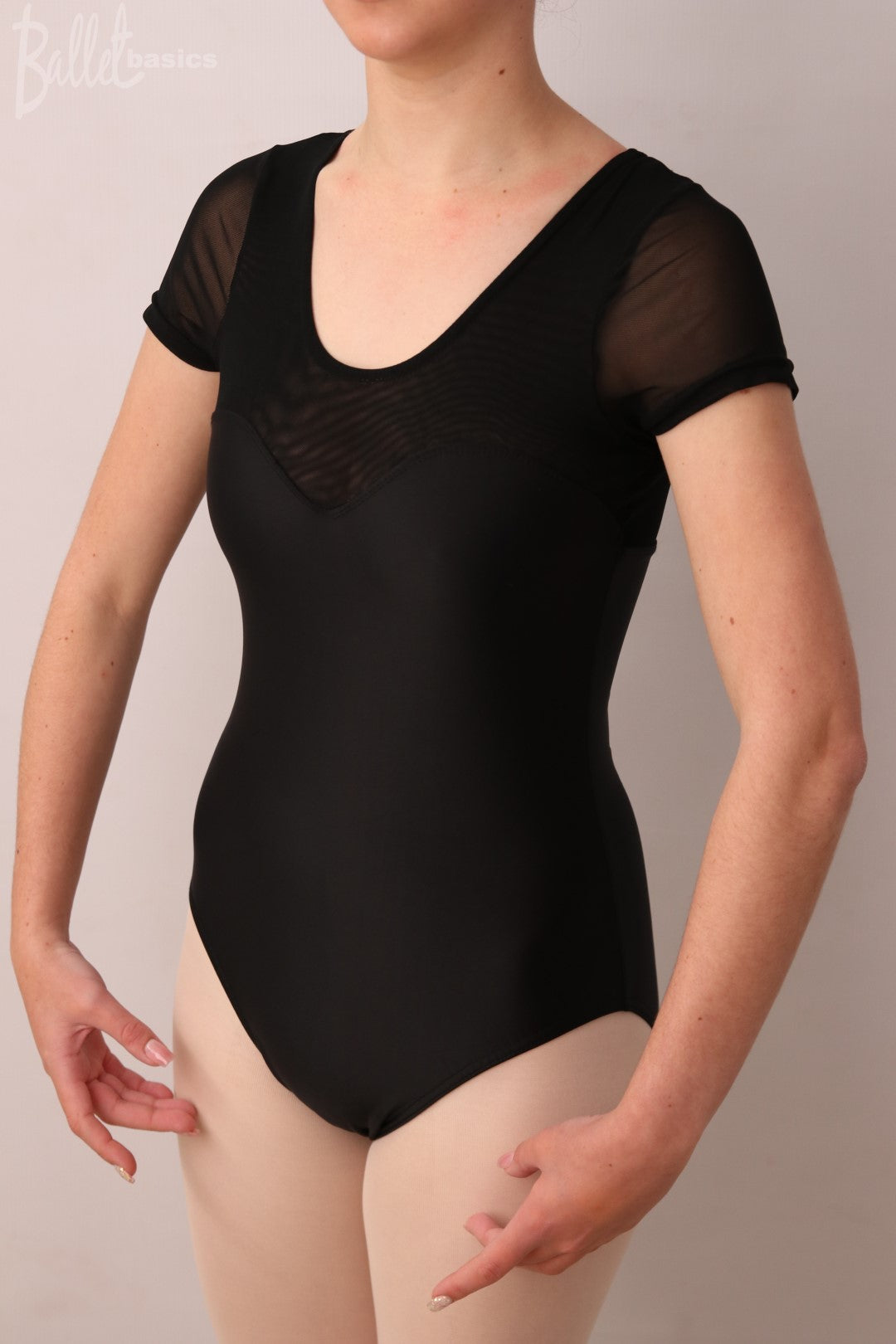 Mesh Cap Sleeve Leotard