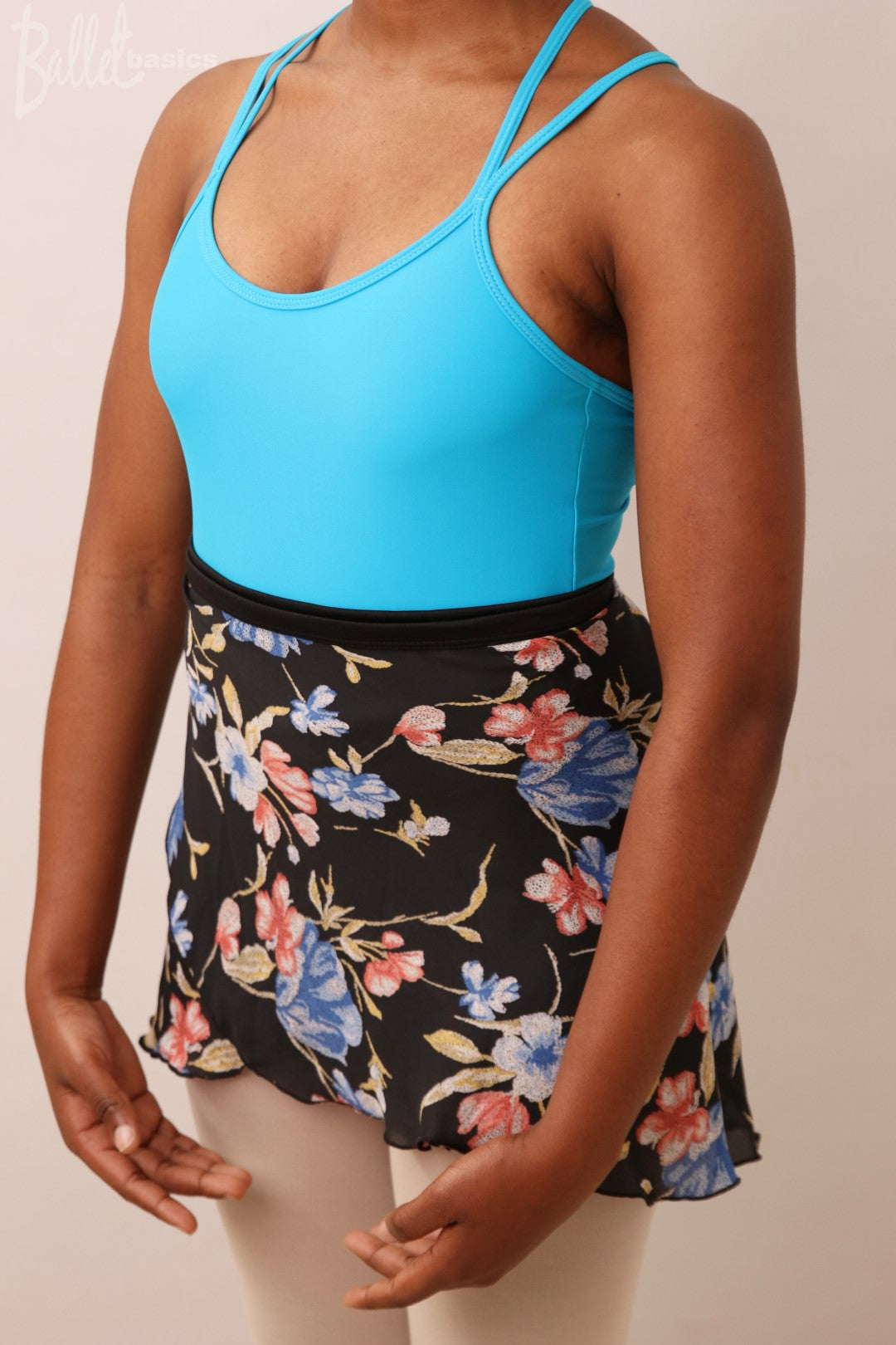 Printed chiffon wrap skirt with blossom delight pattern