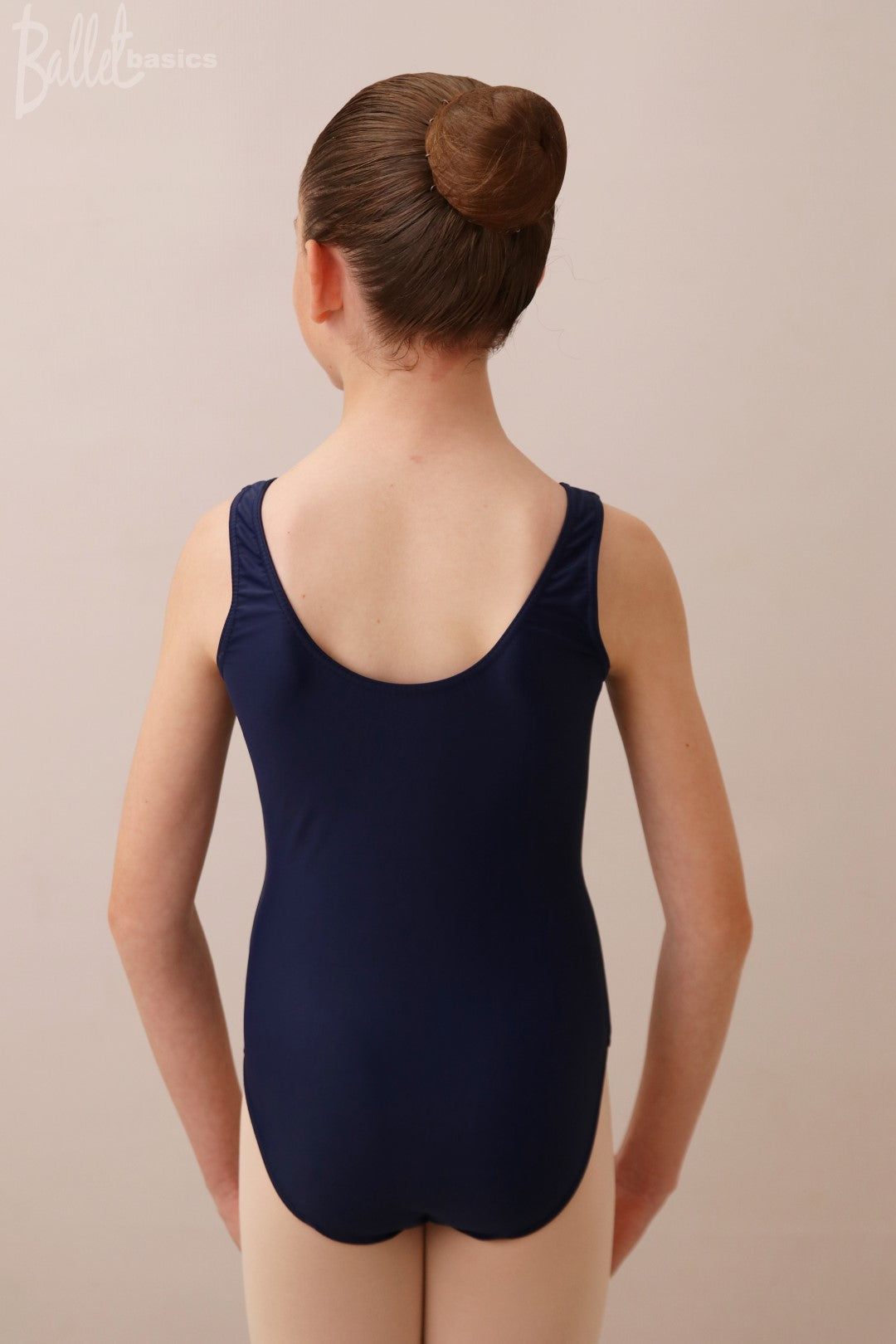 Twist leotard in matt lycra - navy back view